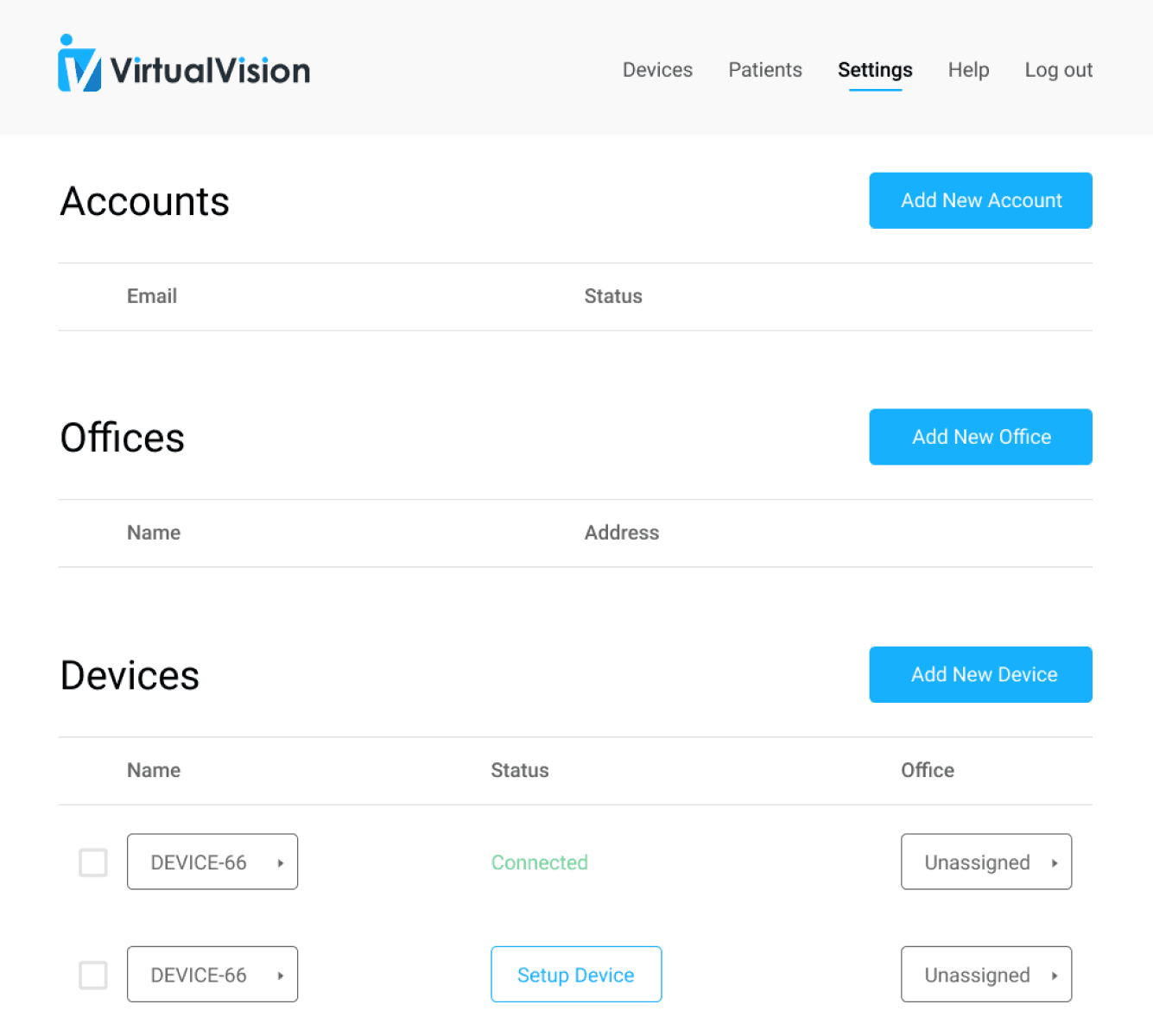 Virtual Vision: settings